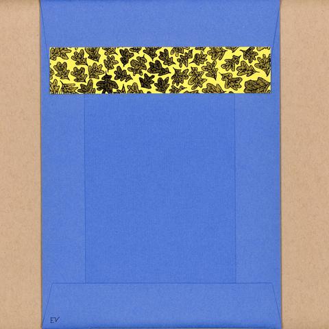 The reverse of the envelope which is sealed with a strip of oak leaf paper. 