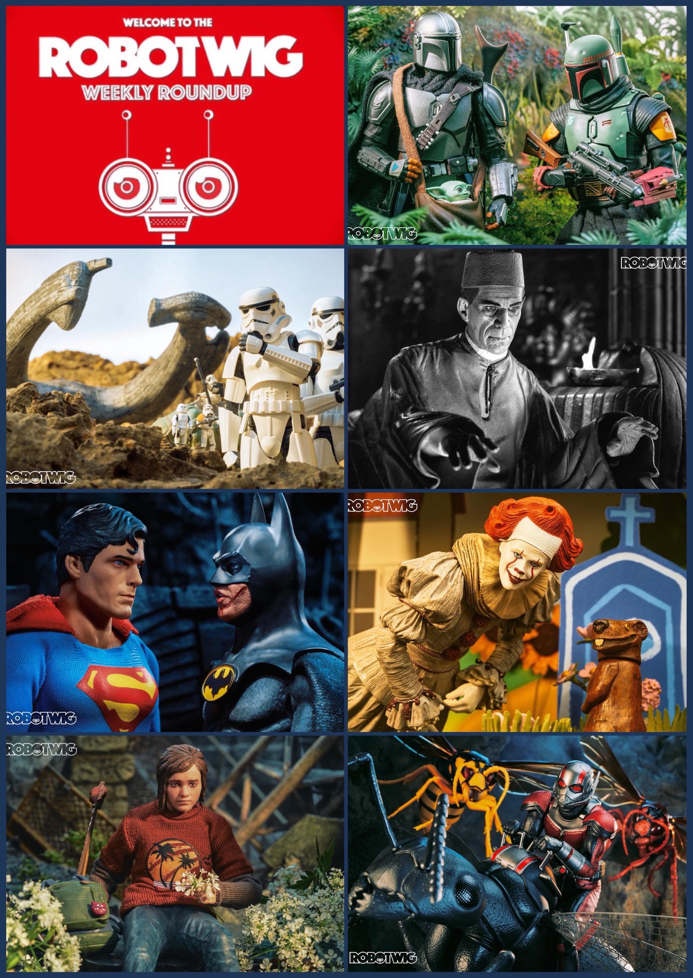 Grid of photography posted this week from top right:
The Mandalorian and Boba Fett
Star Wars Vs Alien
The Mummy 1932
Batman vs Superman (Reeve and Keaton)
Welcome to Derry
The Last of Us
Ant man