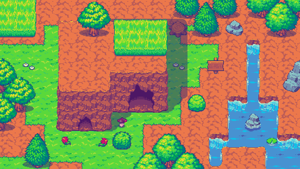 Screenshot showcasing the usage of the Green Wilderness tileset.
