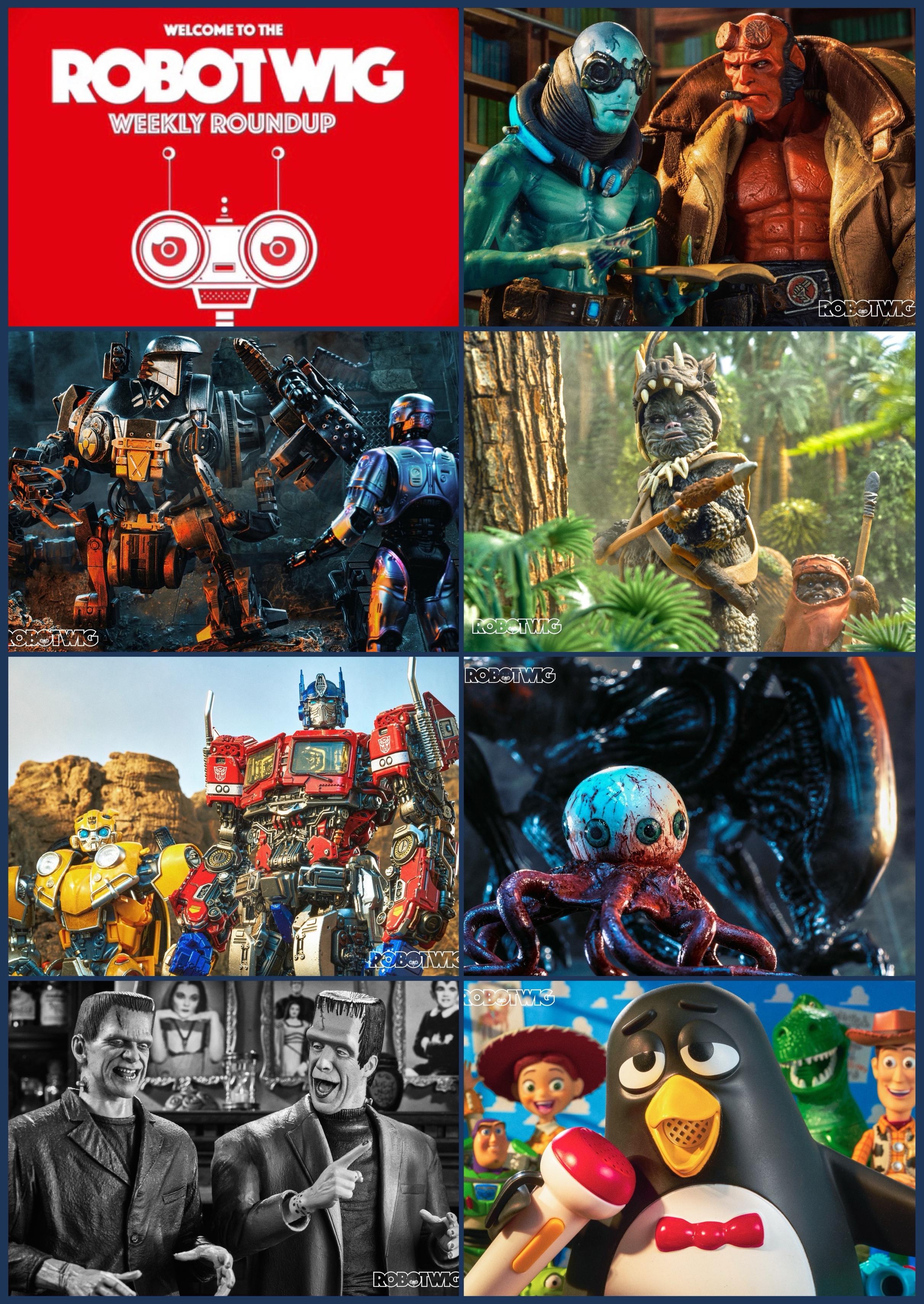 Grid of photos posted this week from top right:
Hellboy
Robocop 2
Ewoks
Transformers Optimus Prime and Bumblebee
Alien Earth
Herman Munster
Wheezy Toy Story 2