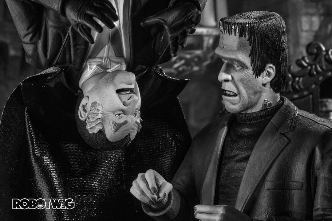 Grandpa hanging upside down awakes to the smell of Herman's blood