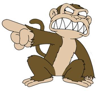 Simpsons' evil monkey pointing and judging.