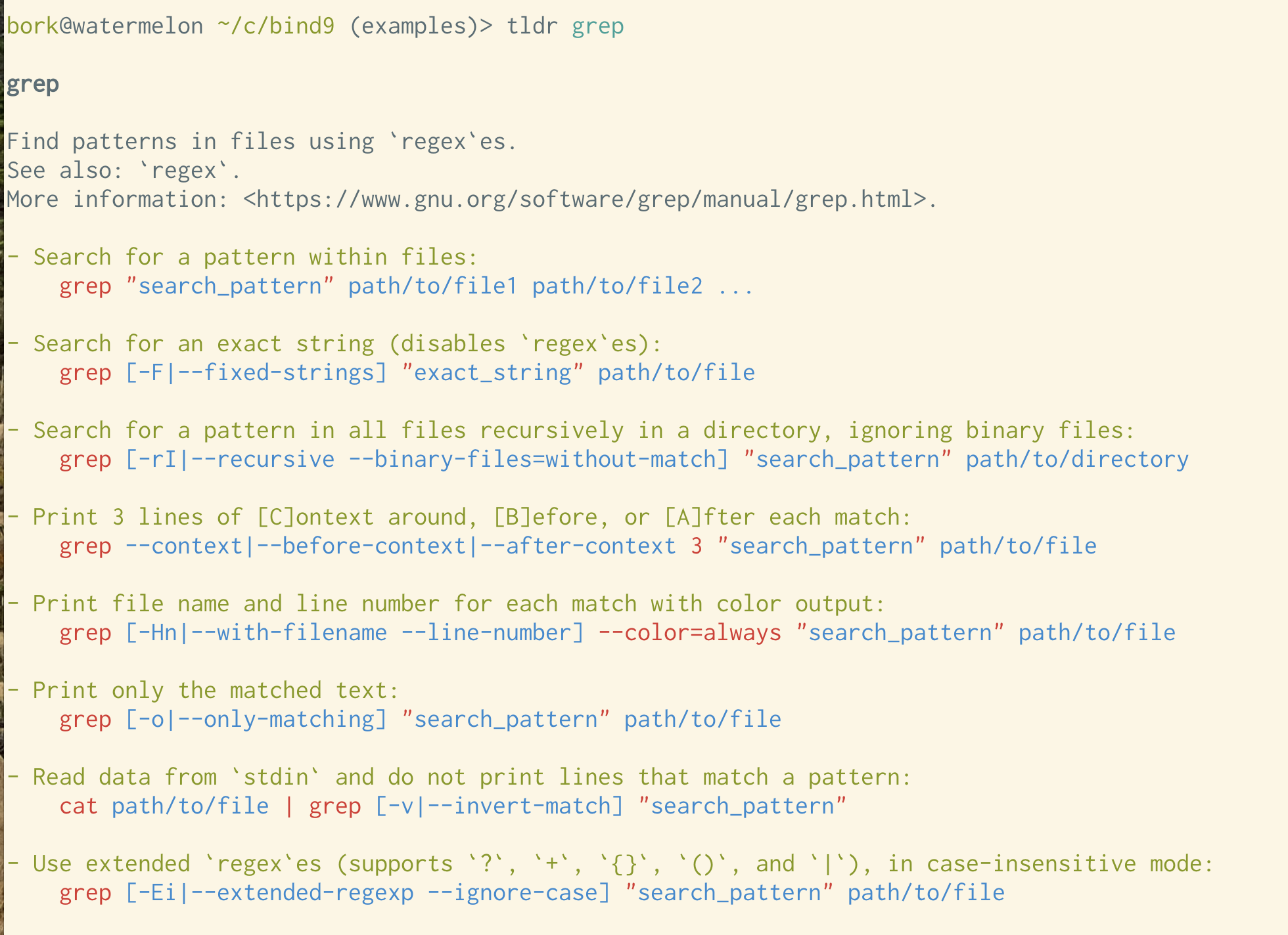 A screenshot of using tldr