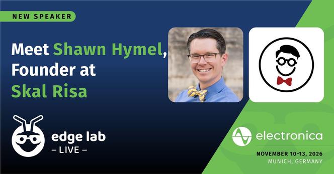 Shawn Hymel presenting at edge lab LIVE! at electronica