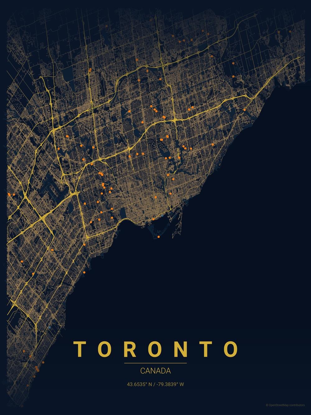 stylized map of Toronto