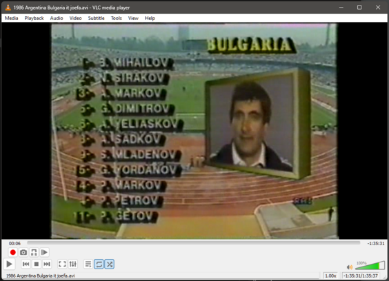 Bootleg TV recording of Argentina v. Bulgaria during the 1986's FIFA World Cup in Mexico (10th of June).