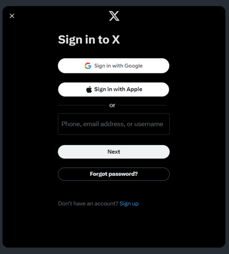 Sign in to X