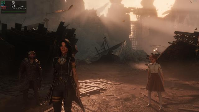 An in-game screenshot of Clair Obscur running on Bazzite Linux