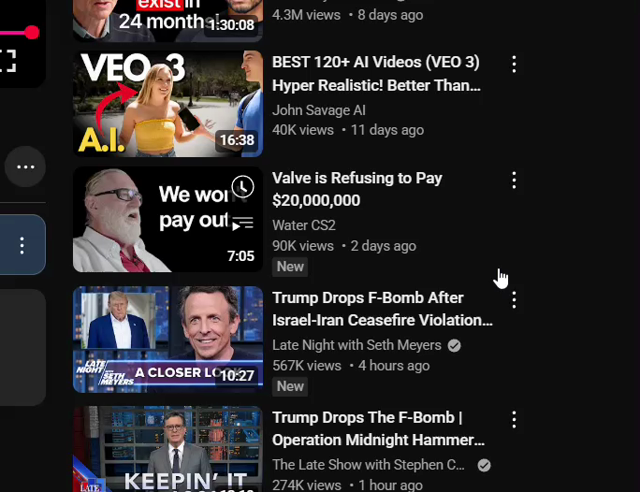 A "Don't recommend channel" action taken on YouTube. when I spotted a video called "BEST 120+ AI Videos"