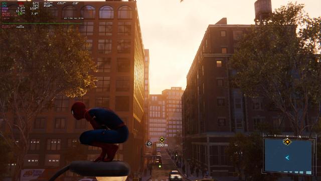 A screenshot of Spider-Man Remastered (FSR 4 Performance)