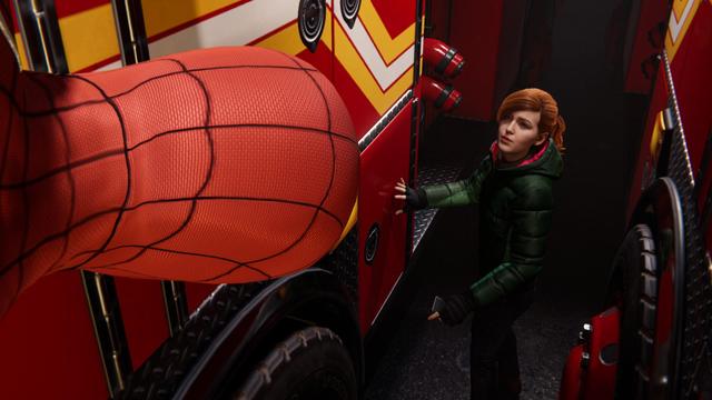 Spider-Man peek-a-boos Mary Jane.