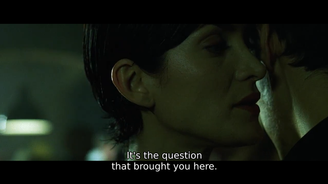 Trinity: "It's the question that brought you here. You know the question?"