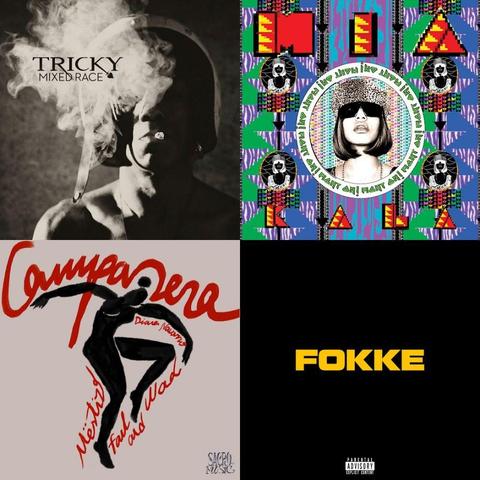 Cover art of playlist comprises the cover art of songs 1, 2, 3 and 5