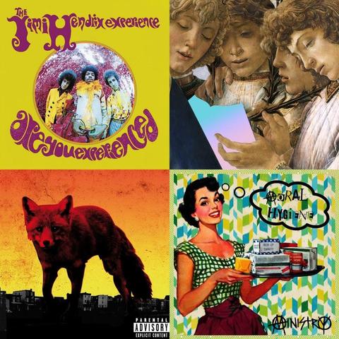 Playlist cover art divided by four, featuring the cover art of the first four songs in the playlist.