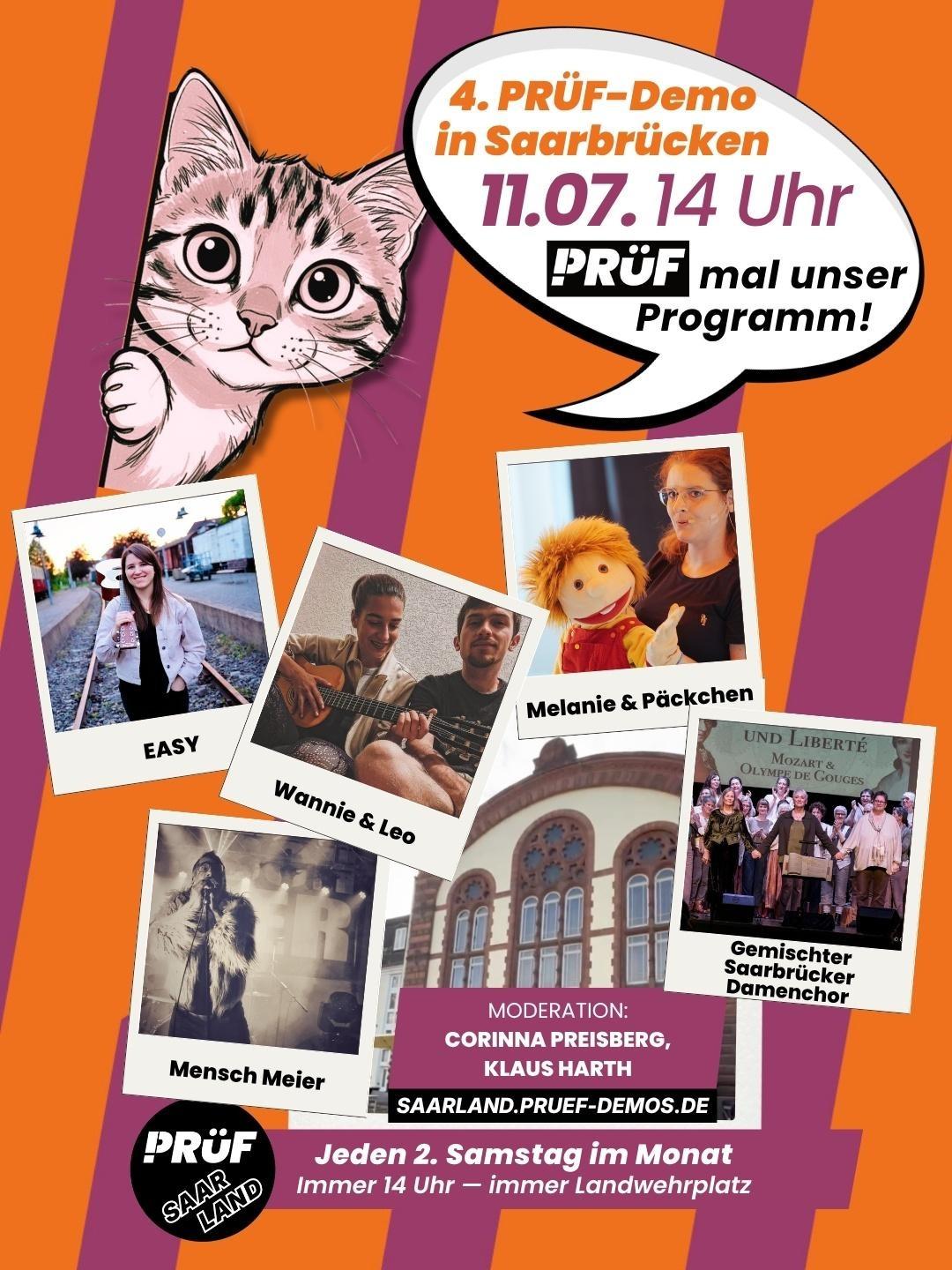 Alle Infos zur 4. PRÜF-Demo in Saarbrücken am 11.7. ab 14 Uhr.