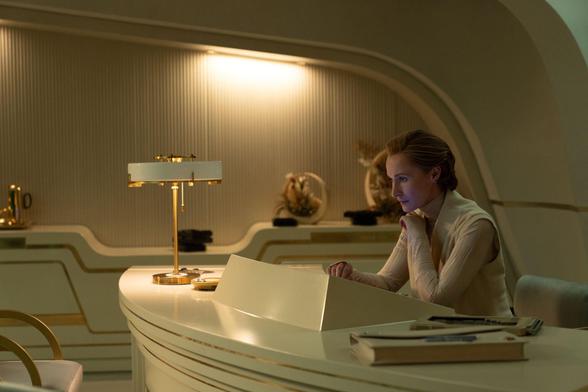 Senator Mon Mothma (Genevieve O'Reilly) at her consol.