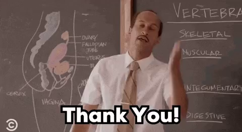 mr garvey of the Key & Peele substitute teacher skit saying "Thank you!" very dramatically in front of a high school chalkboard https://www.youtube.com/watch?v=Dd7FixvoKBw