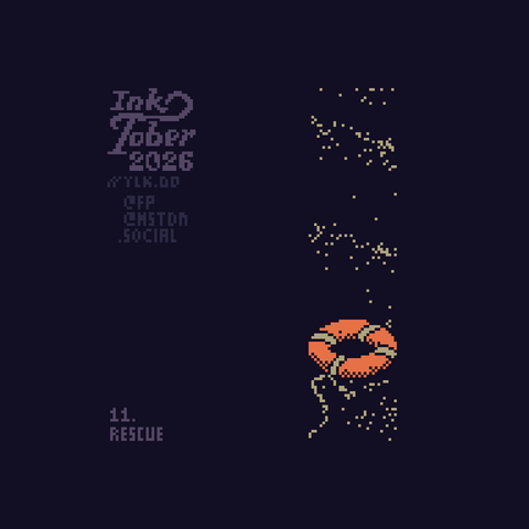 Pixel art of a life-saving tire floating in the waves