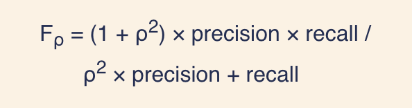 A common optimization criterion is the [F-score](https://en.wikipedia.org/wiki/F-score). It's most common manifestation is the F1:

F1 = 2 × precision × recall /  
       precision + recall

The product over the sum of precision and recall gives a single metric that balances the concerns of them both. When they are both scaled from zero to one (rather than expressed as a percentage), multiplying by 2 ensures that F1 will also fall between 0 and 1, with larger being better.

Often in a particular application, recall is more important than precision or the other way around. There is another formulation of the F-score that allows us to put a finger on the scale.

Fρ = (1 + ρ2) × precision × recall /  
       ρ2 × precision + recall

The factor ρ represents how much more important recall is than precision. For example, ρ = 2 indicates that recall is twice as important as precision, that is, that suffering two false positives is just as bad as a single false negative.

(Fρ is usually presented as Fβ, but since we're already using β for upward-biased additive smoothing that would have been confusing.)