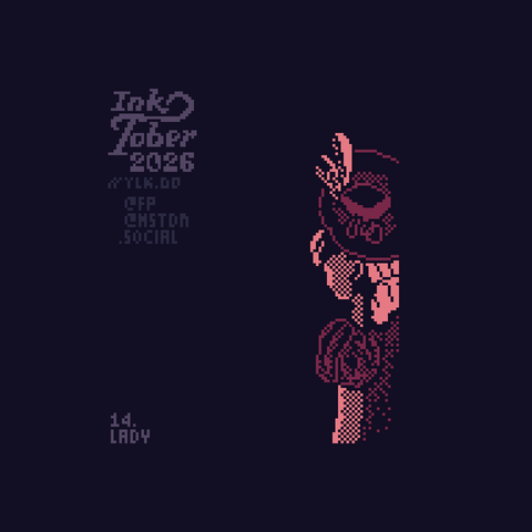 Pixel art of a woman looking into the background, wearing a fancy hat and dress with puffy sleeves