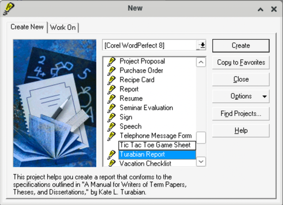 all the different fun built in reports in wordperfect 8 that are so clean and helpful and worlds better than what we have today