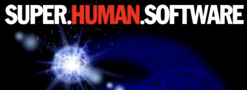 Super Human Software 90s style ad with stars and explosion of light