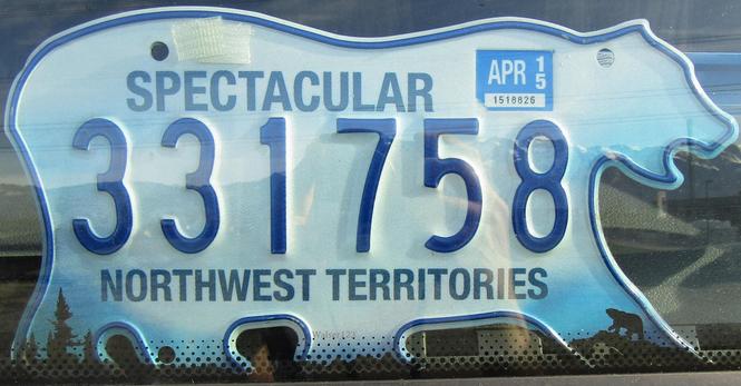 A polar bear shaped licence plate from the Northwest Territories.