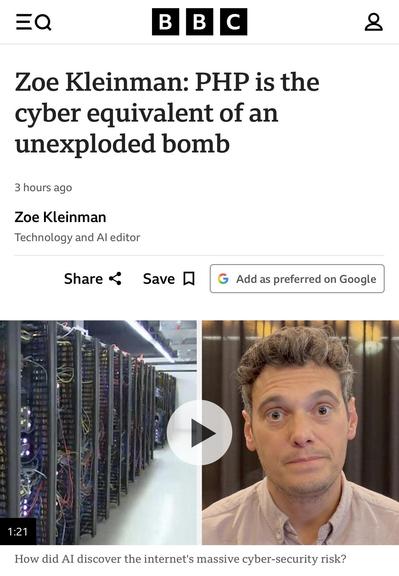 PHP is the equivalent of an unexploded bomb