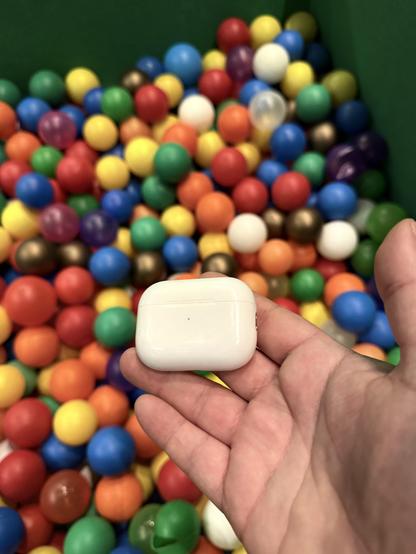 The AirPods, fished from the ball pit 