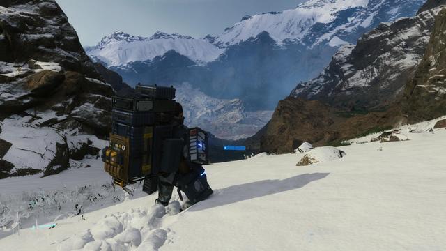 A screenshot from the game Death Stranding, showing a gorgeous landscape 