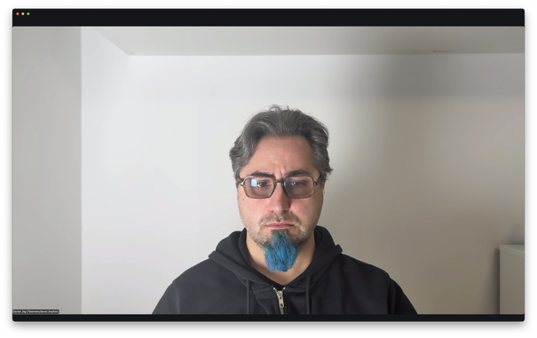 My head framed in a way that the wall and the surrounding cupboards seem very abstract