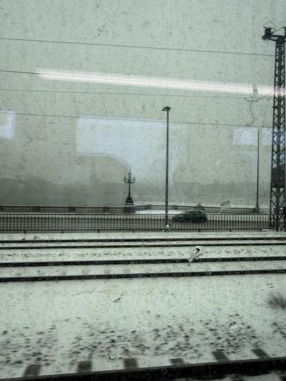 The binnenalster, completely invisible in snow and fog 
