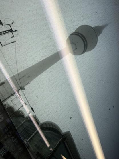 The telemichel, almost invisible due to fog 