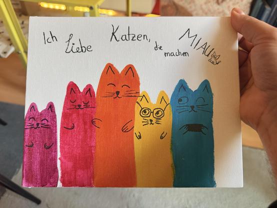 5 colourful cats 