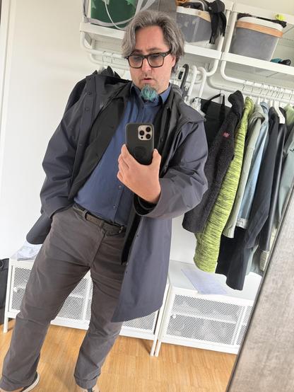 Mirror selfie with a blue shirt 