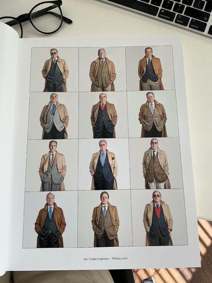 12 knarren met zonnebril en saaie beige jas.