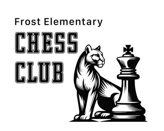 Frost Elementary Chess Club with a a cougar and a chess piece created by Chat GPT