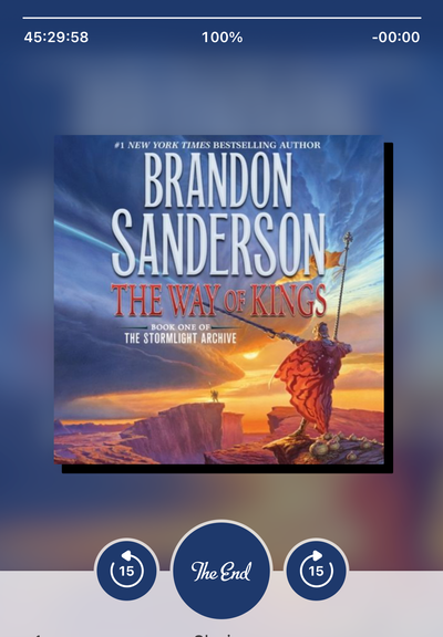 The book cover for the Way of Kings by Brandon Sanderson