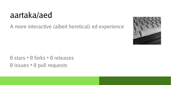 Summary card of repository aartaka/aed