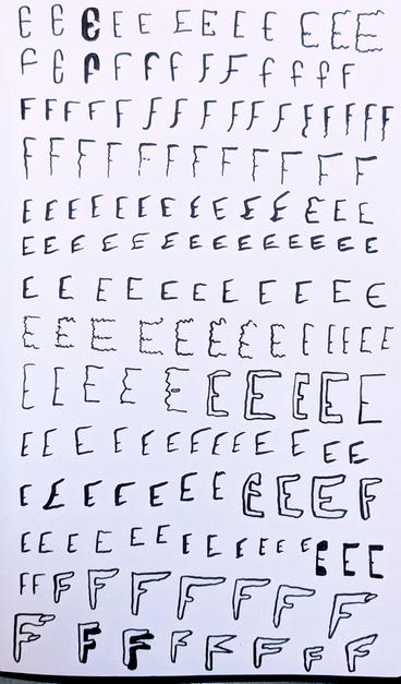 A page of E's and F's and f's 