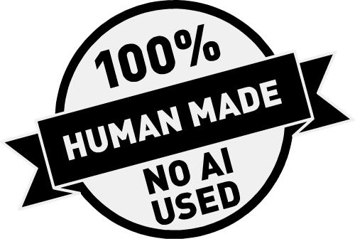 100% Human Made, no AI Used badge, light version