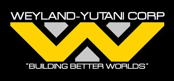 Logo of the Weyland Yutani Corporation. Building better worlds.
