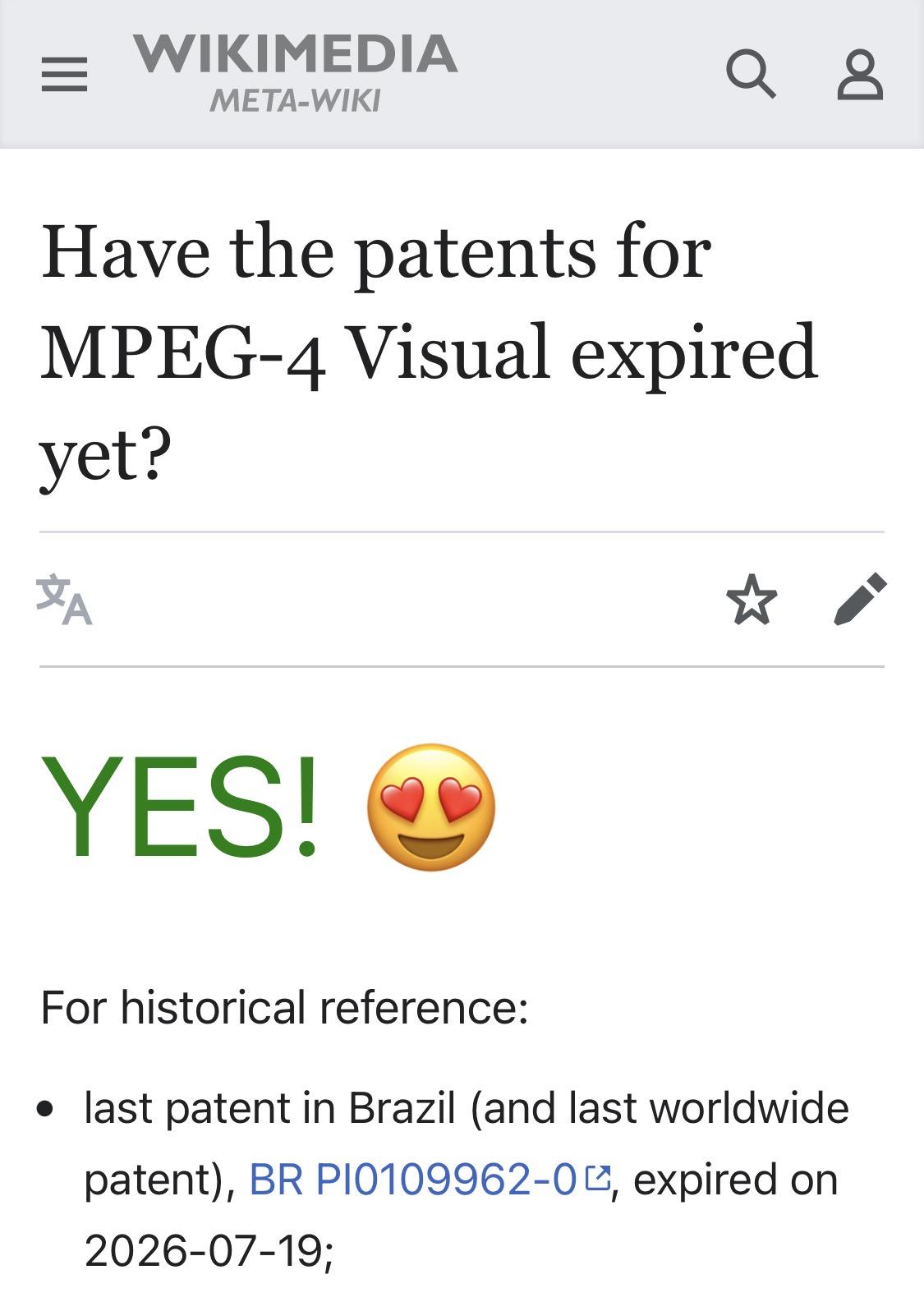 Have the patents for MPEG-4 Visual expired yet?

YES! 😍

For historical reference:

last patent in Brazil (and last worldwide patent), BR PI0109962-0, expired on 2026-07-19;