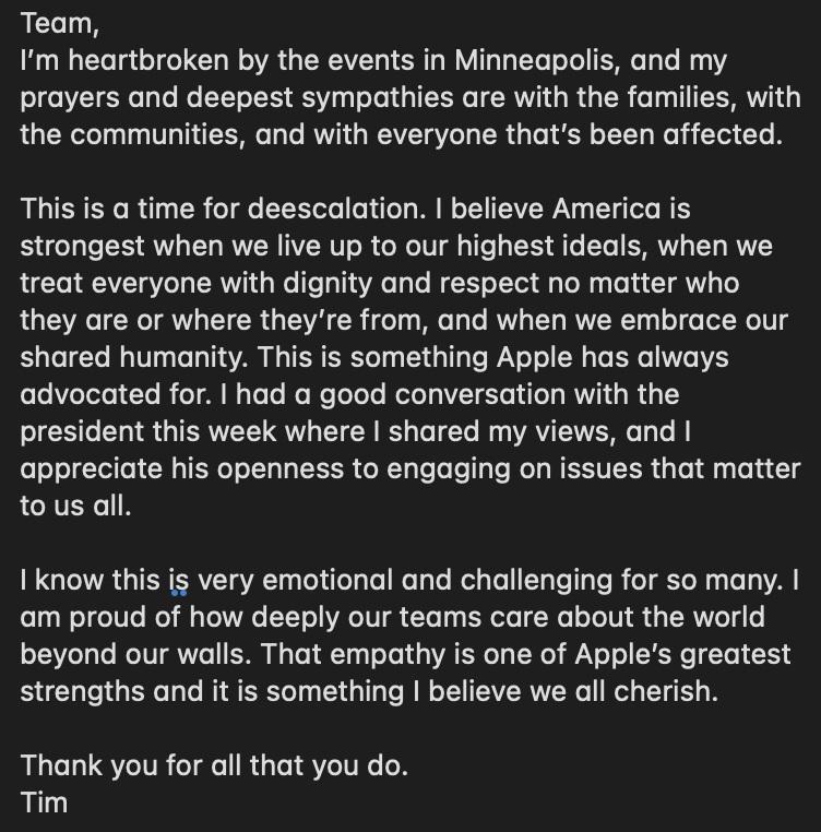 Tim Cook's bad letter on ICE shootings and Trump