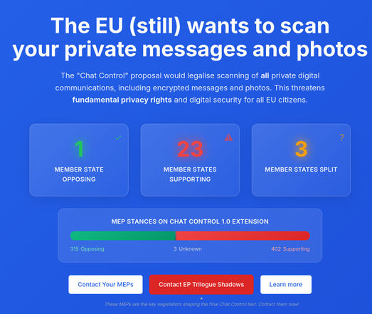 Screenshot from fightchatcontrol website