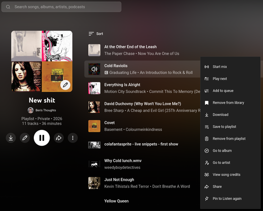 Another screenshot of how much the YouTube Music UI sucks.