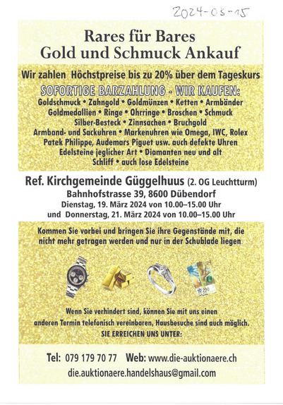 Werbeflyer von www.die-auktionaere.ch, Seite 1