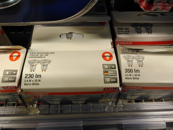 Verkpackungen von OSRAM LEDs mit Aufschrift "Made in Germany"