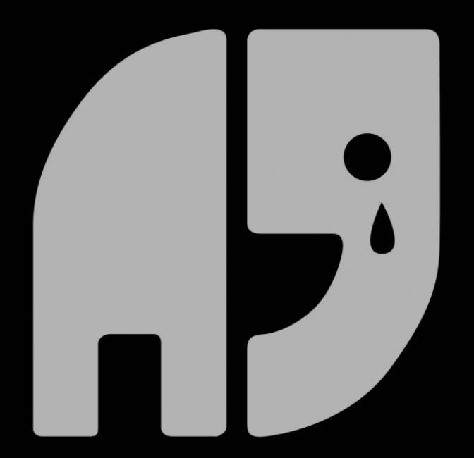 Natenom-Logo "Kagube" mit Träne; ein stilisierter Elefant in Weiss auf schwarzem Hintergrund, unter dem Auge ist eine Träne