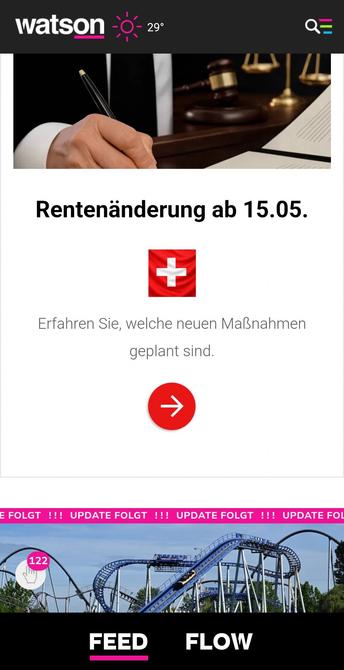 Bildschirmfoto der Werbung "Rentenänderung ab 15.05.".
